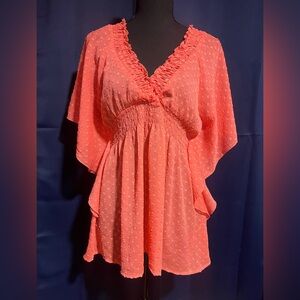 Spoiled Coral Textured Blouse